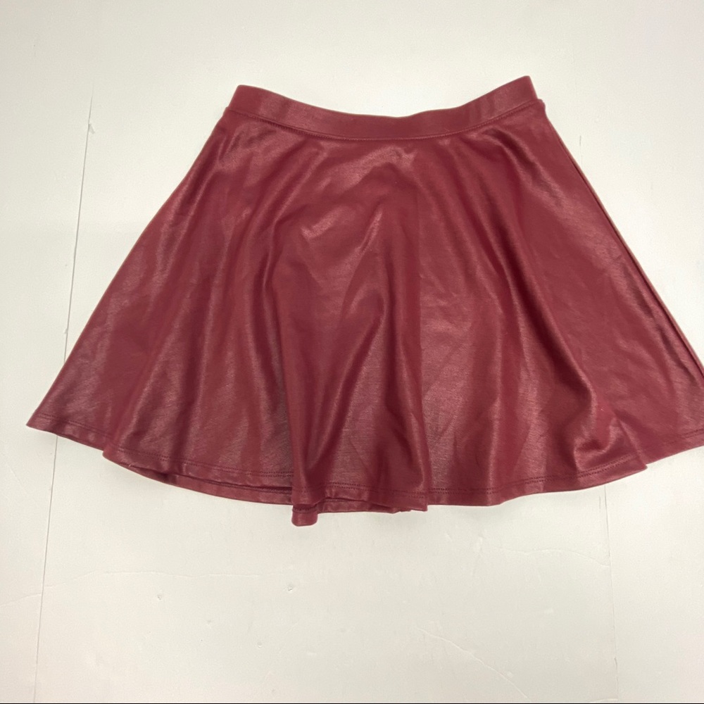 Women's Red Faux Leather A-Line Skirt Sz S